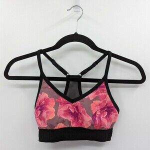 Victoria's Secret PINK Sports Bra XS Black Pink Floral ULTIMATE LIGHTLY LINED